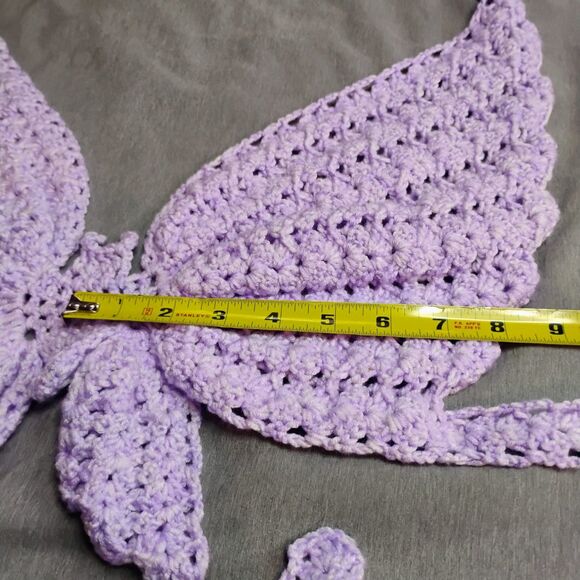 Handmade Crochet Butterfly Crop Top Boho Festival Halter Bralette Purple XS-XL - Picture 13 of 14